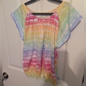Girls Tie Dye Flutter Sleeve Top